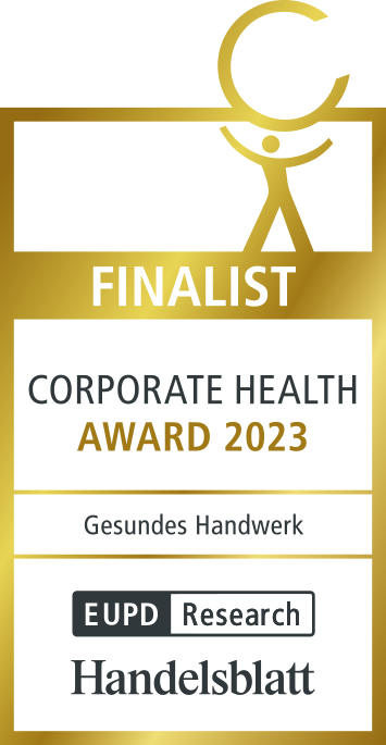 Auszeichnung mit der Aufschrift: Corporate Health Award 2023 Finalist