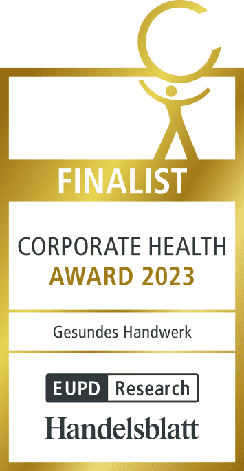 Auszeichnung mit der Aufschrift: Corporate Health Award 2023 Finalist